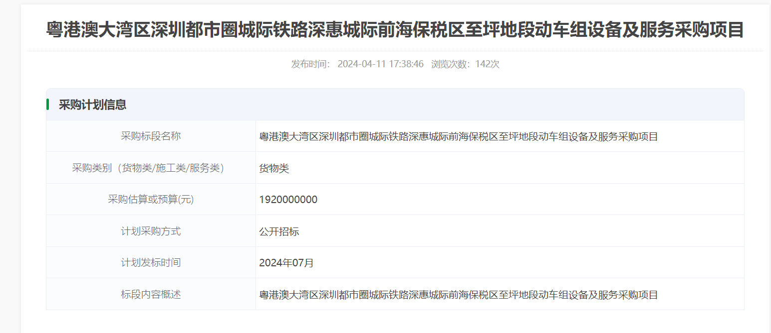 19.2亿!动车组设备及服务预招标(图1) 19.2亿!动车组设备及服务预招标(图1)