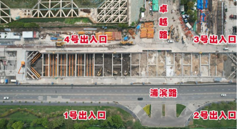 地铁11号线庙东路站基坑开挖至地下11米(图1) 地铁11号线庙东路站基坑开挖至地下11米(图1)
