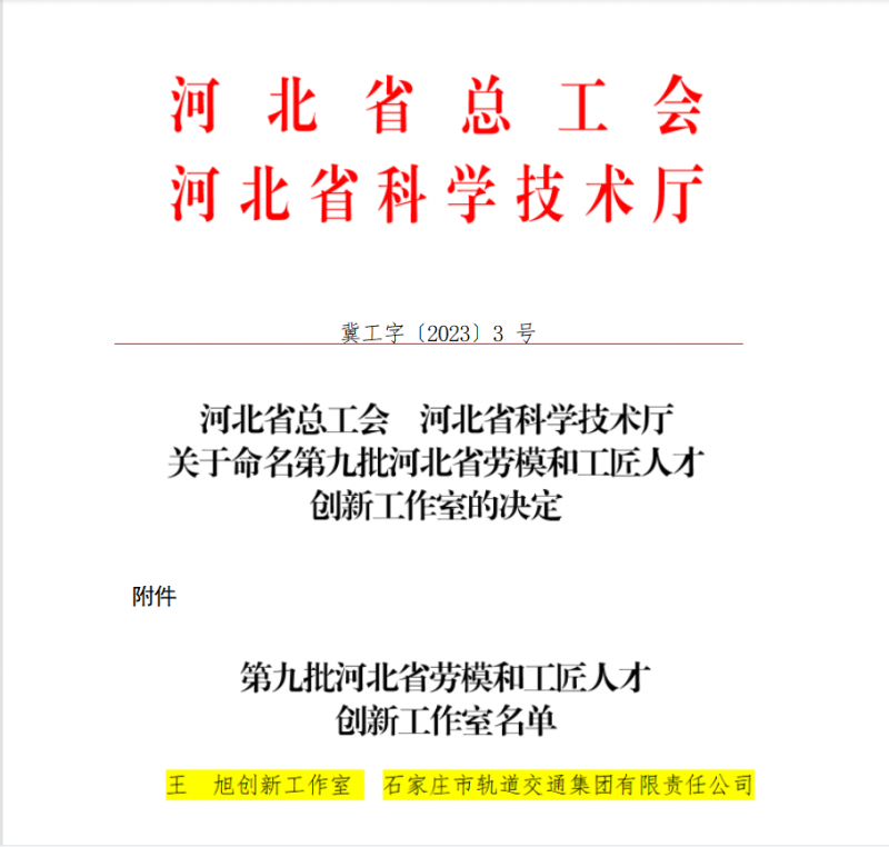 轨道集团运营分公司创新工作室再获殊荣(图1) 轨道集团运营分公司创新工作室再获殊荣(图1)